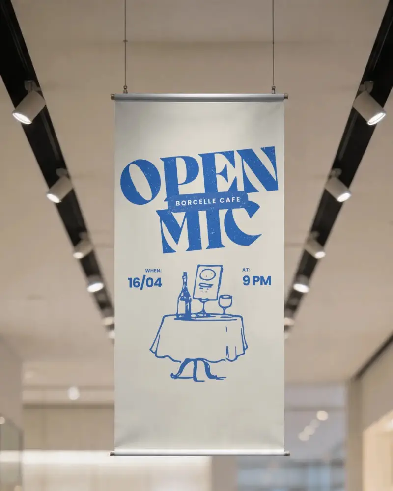 Hanging Vertical Banner Mockup For Retail Store Display Marketing Promotion Graphics