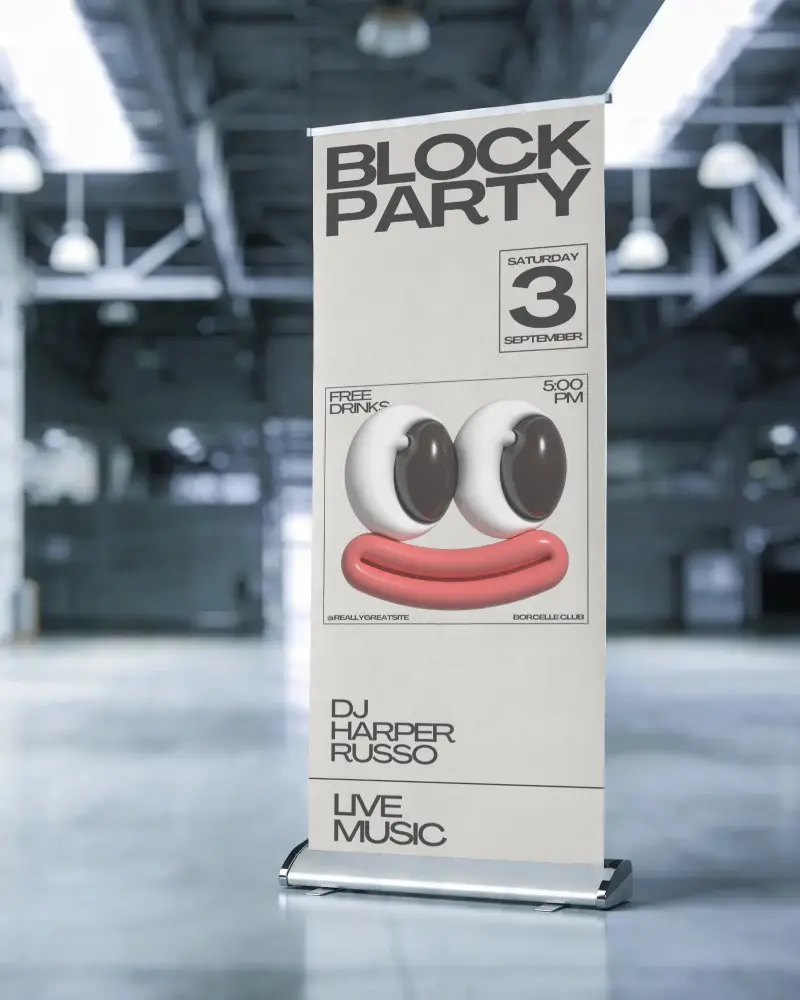 Retractable Banner Mockup For Trade Show Promotions And Branded Event Display Stand Usage