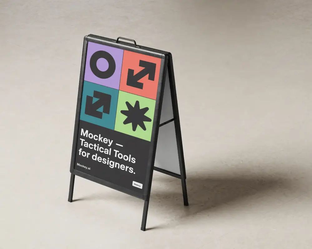 Portable Street Signage Stand For Retail Promotion And Advertising Solutions Banner Mockup