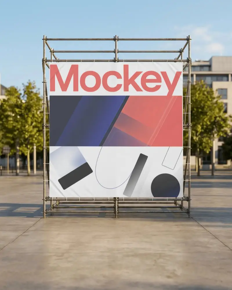 Outdoor Large Blank Banner Mockup Display For City Promotion Or Event Advertising
