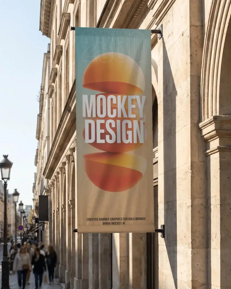 Street Building Vertical Blank Flag Banner Hanging For Business Promotion Display