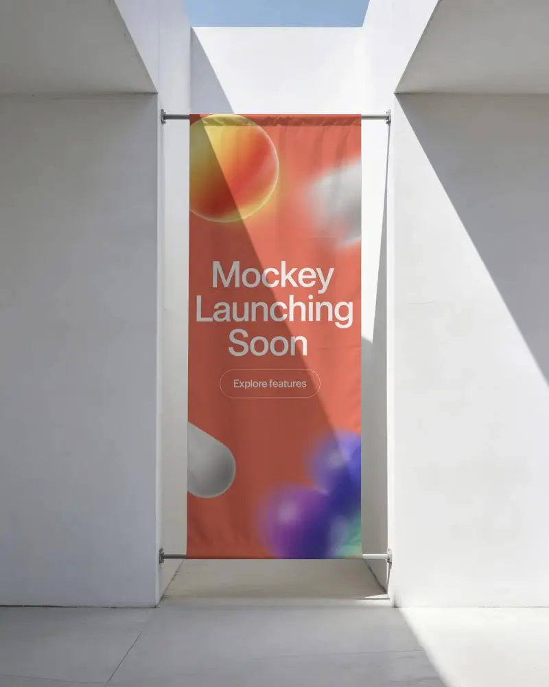 Modern Vertical Banner Mockup For Custom Graphic Design Presentation In Minimal Space