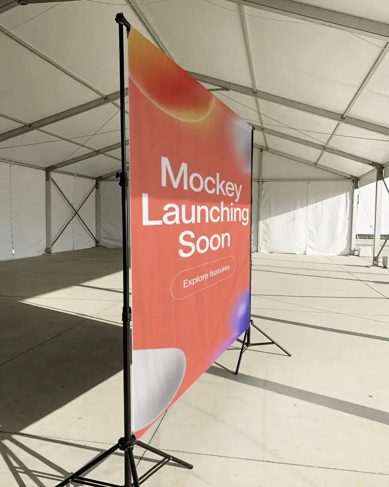 Portable Event Banner Display Setup For Promotional Trade Show Exhibits And Outdoor Marketing