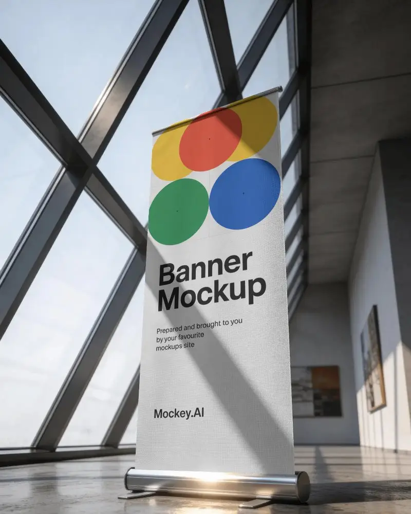 Premium Portable Roll Up Banner Mockup For Professional Marketing And Branding Presentation