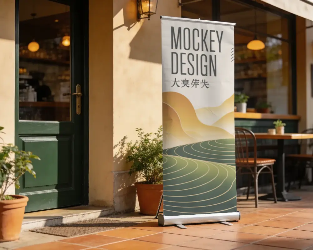 Retractable Banner Mockup Stand For Outdoor Marketing And Promotion Activities And Events