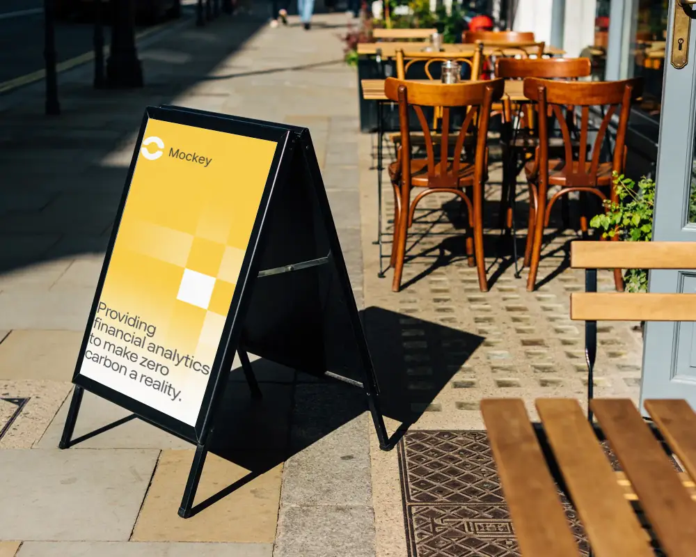 Street Sandwich Board Banner Mockup For Casual Eatery Advertising And Event Announcements