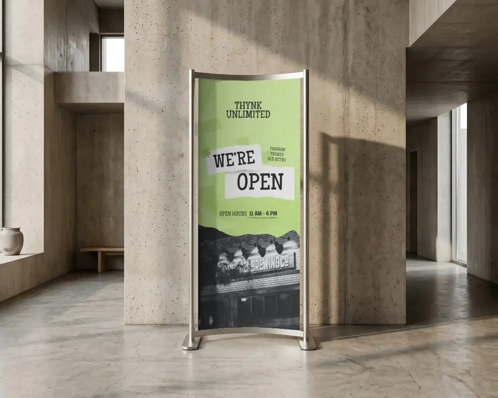 Modern Curved Banner Mockup For Promotional Event Display Stand Alone Background
