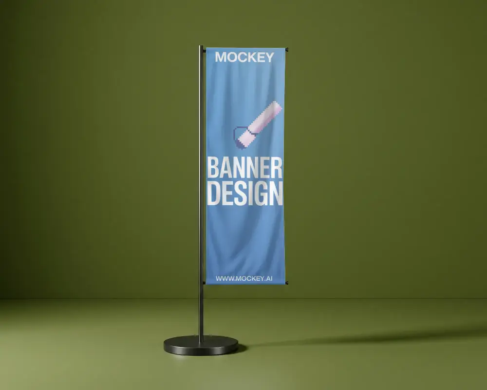 Modern Vertical Standing Banner Mockup For Promotional Displays And Events Presentation