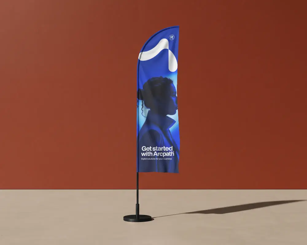 Realistic Swooper Banner Mockup Display For Business Events And Exhibition Showcases