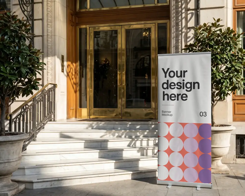 Portable Banner Mockup For Exhibition Trade Show External Promotion And Corporate Identity Use
