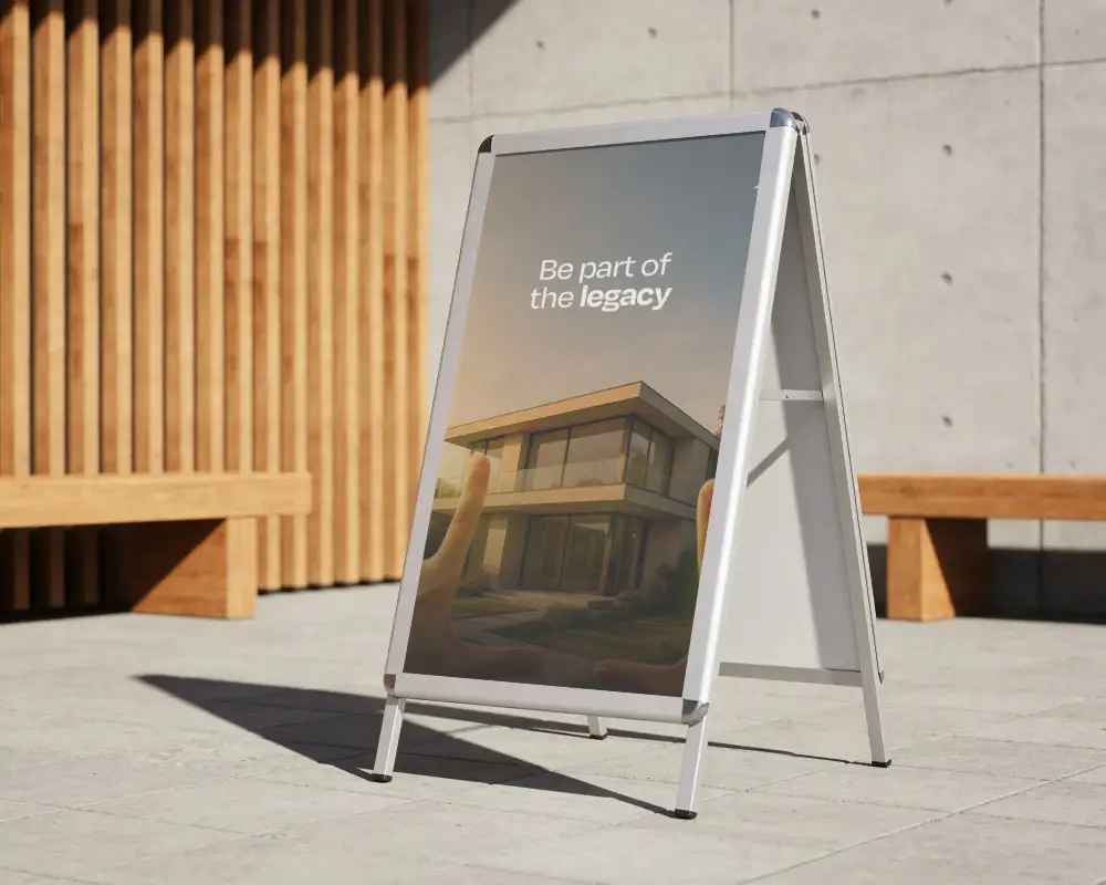 Standalone Street Banner Mockup With Empty Advertisement Display Panel