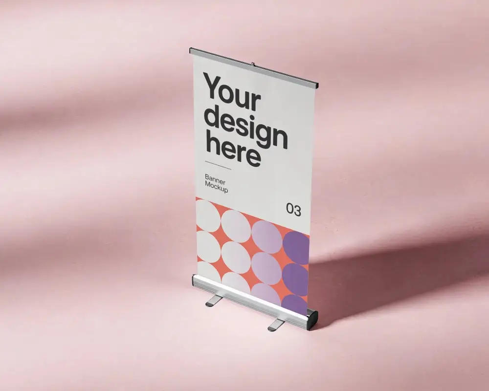 Retractable Banner Mockup For Promotional Materials And Visual Communication Solutions