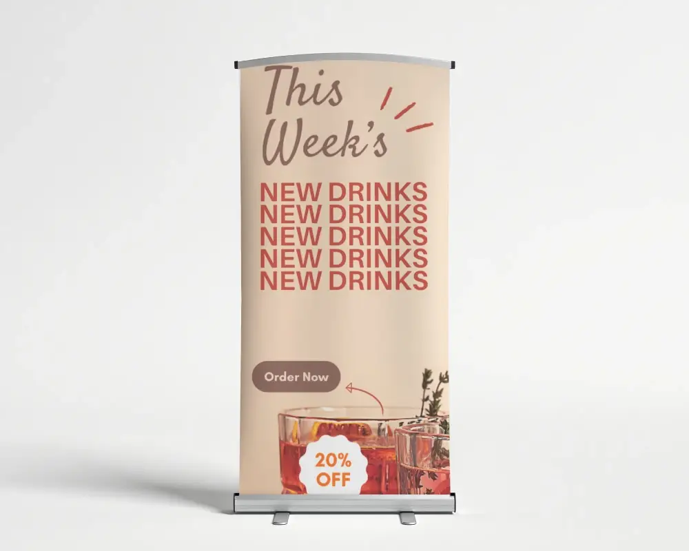 Realistic Vertical Roller Banner Mockup With Plain Background For Design Showcase Use