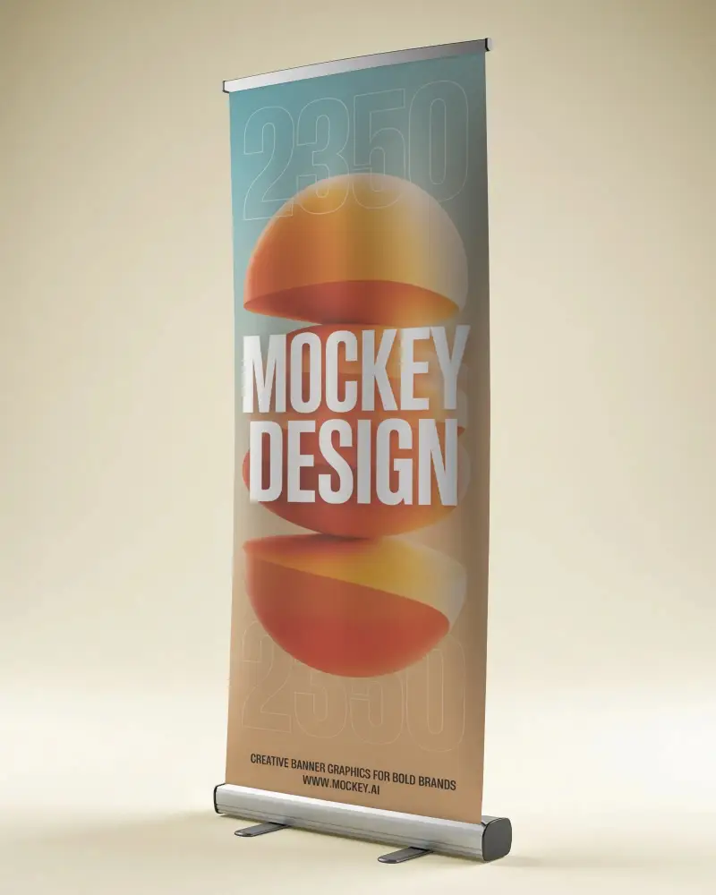 Vertical Pull Up Banner Mockup For Brand Promotion And Marketing Design Presentation Template