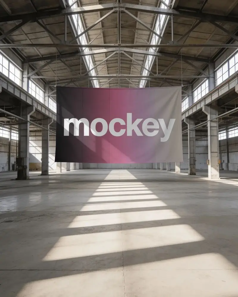 Industrial Warehouse Banner Mockup For Large Scale Commercial Ads And Promotional Campaigns