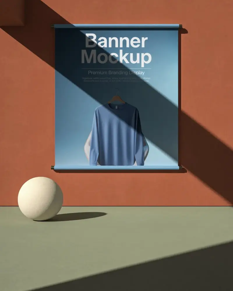Minimalistic Banner Mockup With Clean Geometric Shapes And Modern Shadow Effect For Design