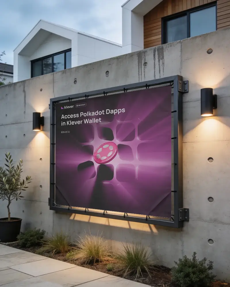 Modern Outdoor Banner Mockup On Concrete Wall With Surrounding Garden Elements