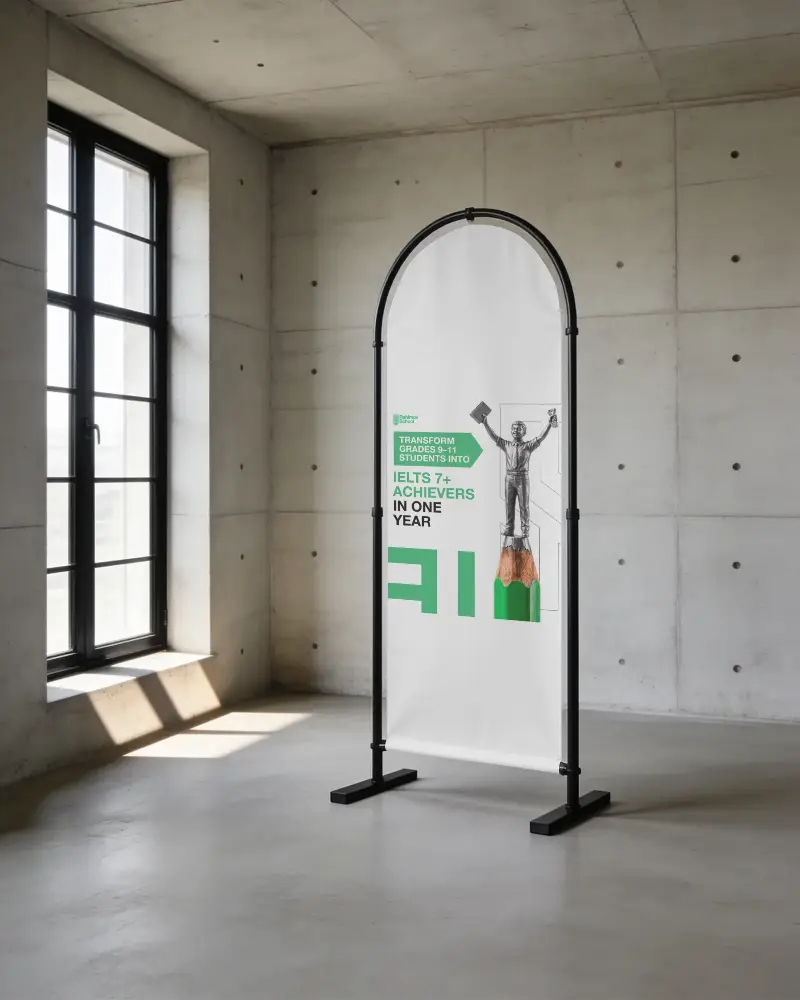 Modern Arch Design Banner Mockup With Sturdy Frame For Advertising Purposes