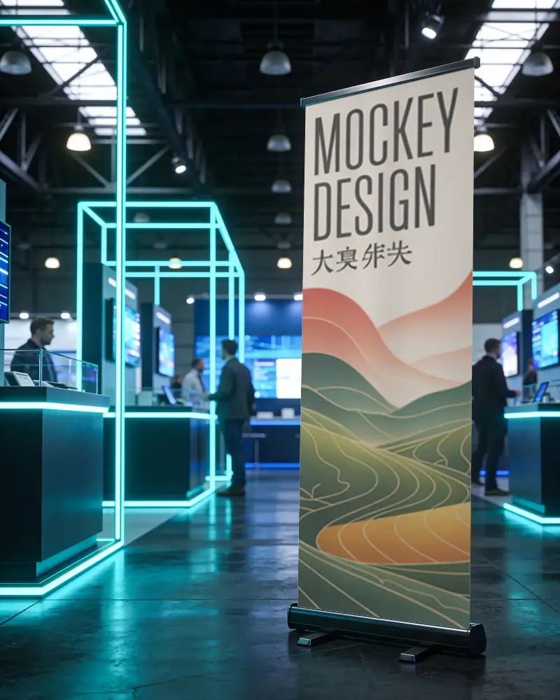 Sleek Modern Indoor Banner Mockup For Exhibitions And Corporate Events Display Graphics