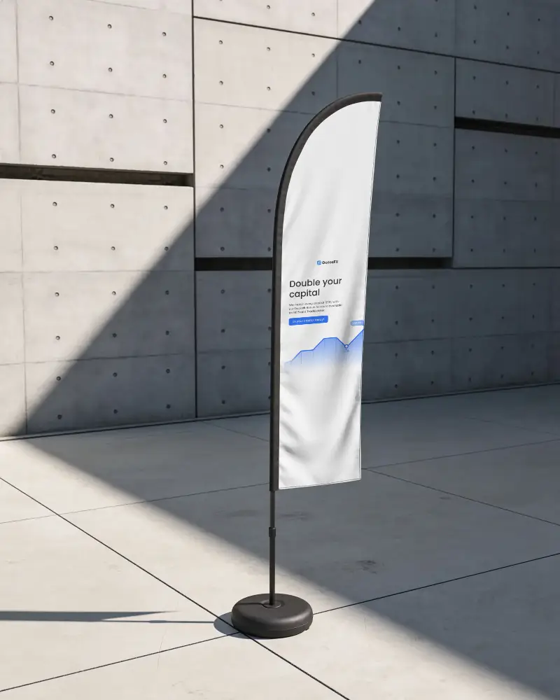 Modern Outdoor Promo Banner Mockup With Rectangular Base For Advertising Campaigns