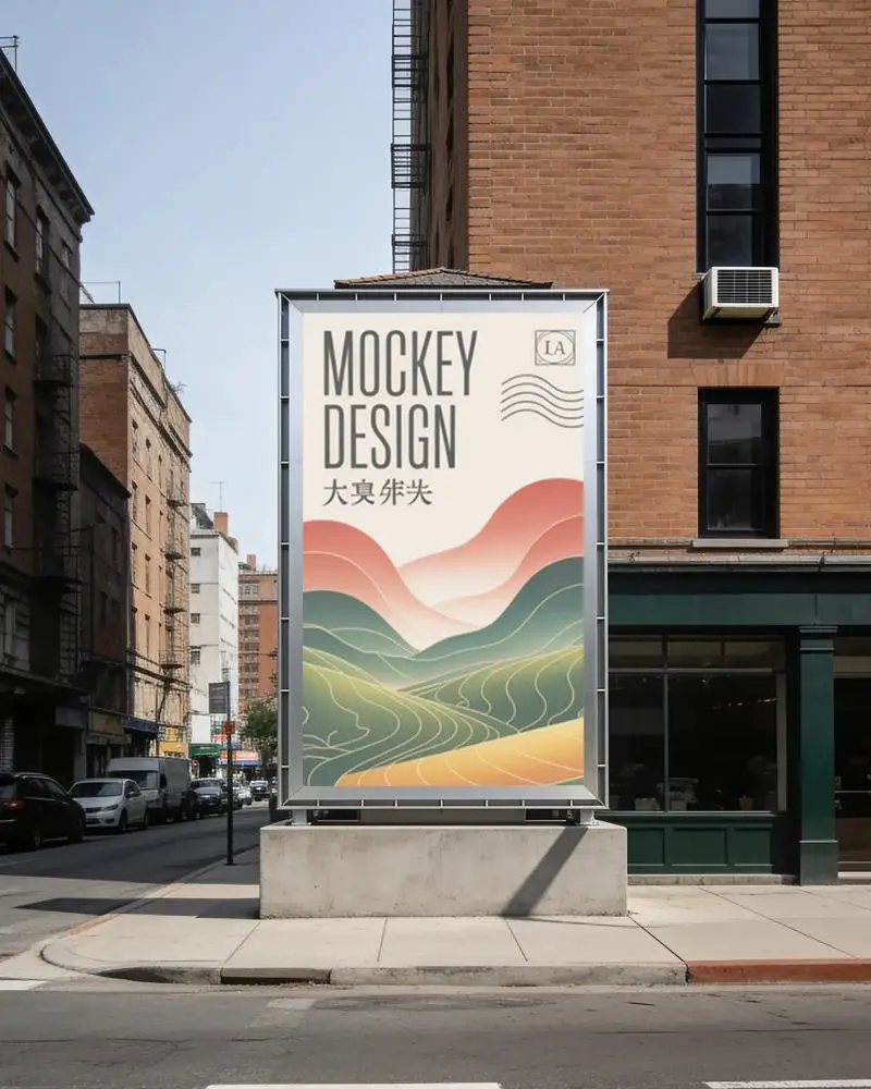 Urban Street Advertising Banner Mockup Outdoor Display Marketing Promotion Template