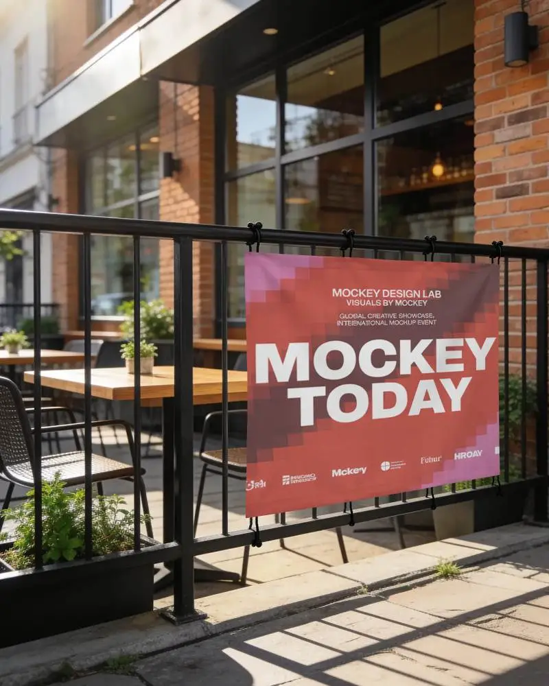 Urban Sidewalk Banner Mockup For Business Promotion And Brand Awareness