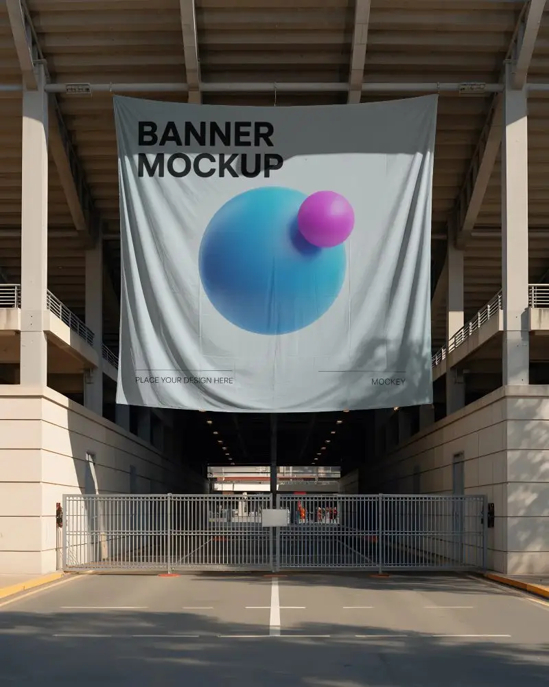 large-urban-banner-mockup-hanging-from-structure-over-metal-gated-entrance-display