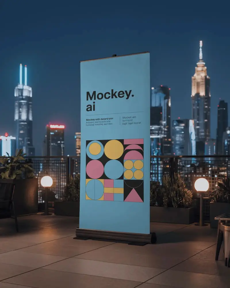 modern-exhibition-stand-banner-mockup-signage-night-city-background-urban-advertising-space
