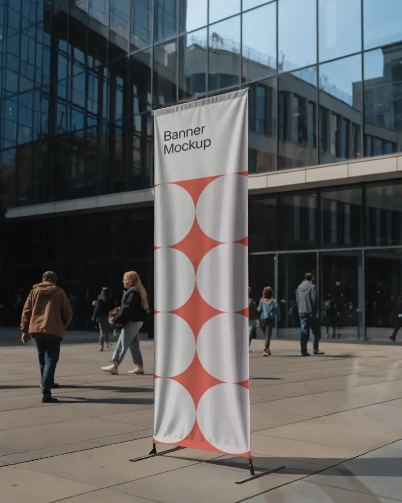 Tall Fabric Banner Mockup For Marketing Exhibitions And Corporate Branding Ideas