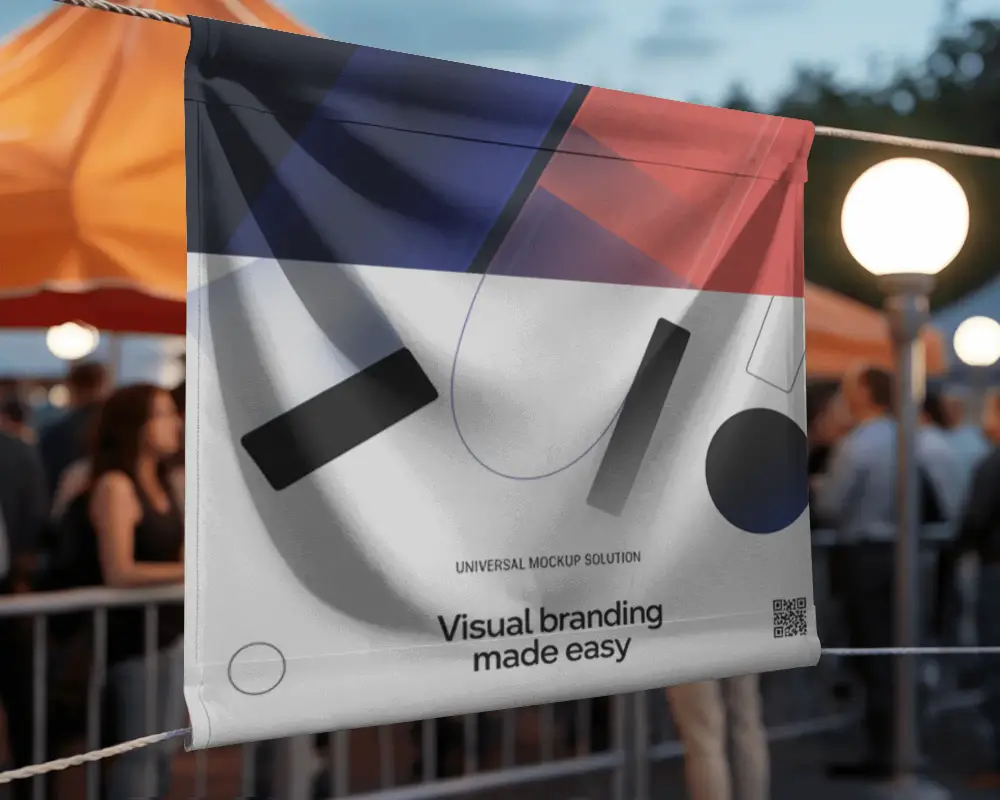 Blank Fabric Banner Mockup For Outdoor Advertising And Event Promotion