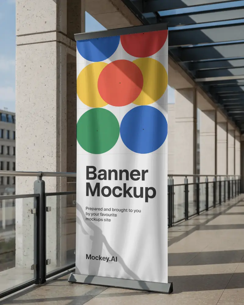 Vertical Poster Banner Mockup For Trade Show Presentation And Commercial Branded Content