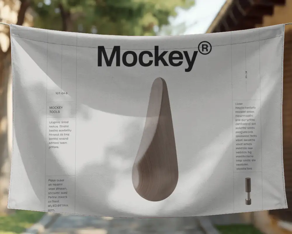 Realistic Flag Style Banner Mockup For Outdoor Promotional Display Graphics