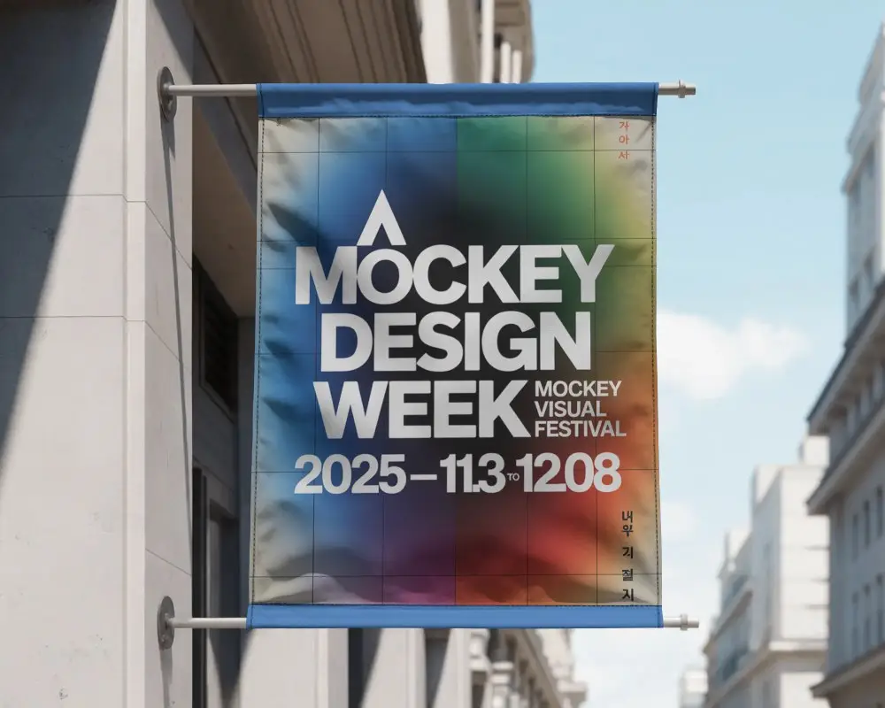 Street Facing Banner Mockup For Realistic Building Signage Display At Exterior Location
