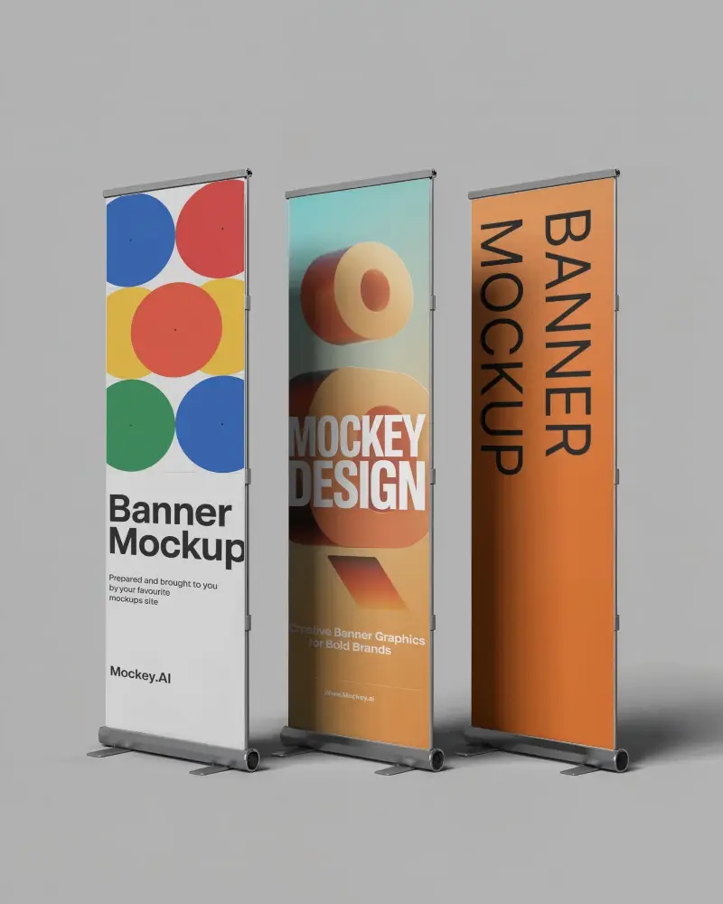 Vertical Banner Stand Mockup For Event Marketing Promotion Display Design