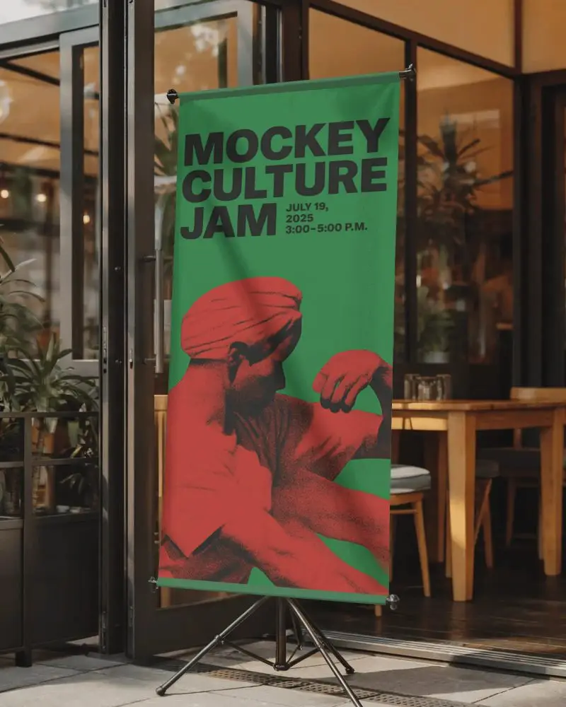 Vertical Banner Mockup Stand For Commercial Advertising Outdoor And Indoor Showcase