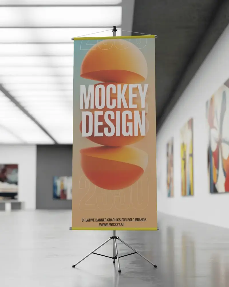 Portable Banner Mockup Display Stand For Exhibitions And Promotions Commercial Use
