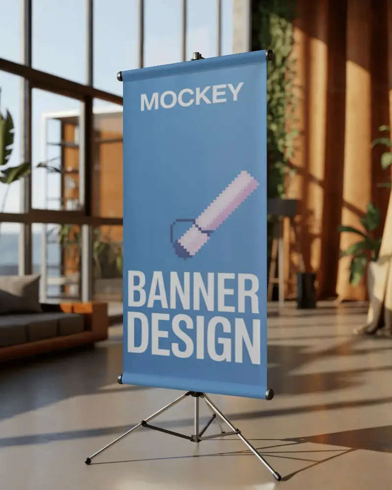 Indoor Presentation Roll Up Banner Mockup Stand Ideal For Trade Shows And Conference Promotions