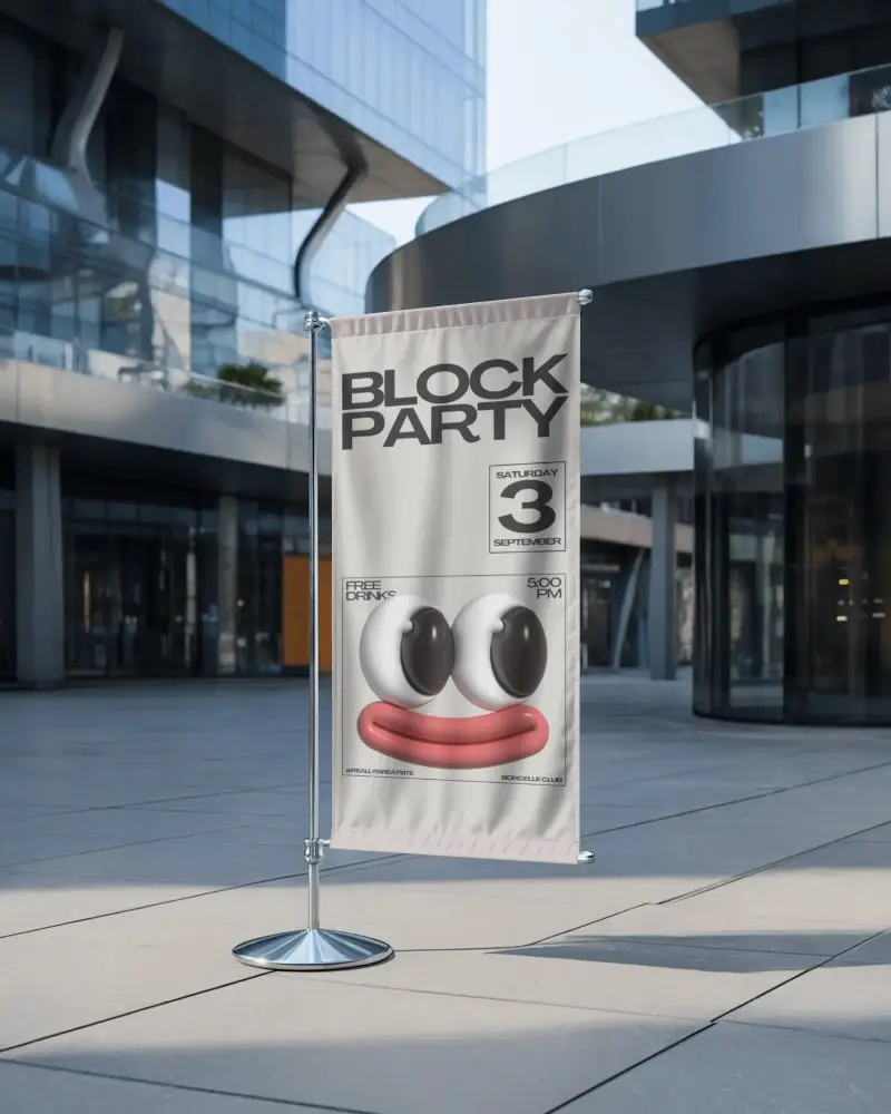 Premium Vertical Flag Banner Mockup For Outdoor Branding And Promotional Events Display