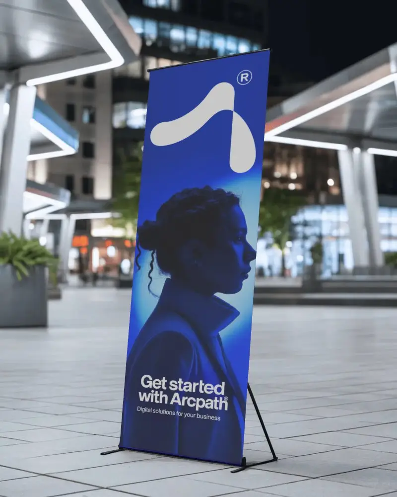 Urban Outdoor Rollup Banner Mockup Display For Event Promotion And Commercial Brand Advertising