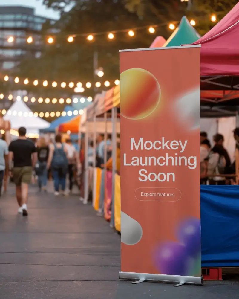 Outdoor Event Banner Mockup For Marketing Display At Street Festival Or Community Gathering Event