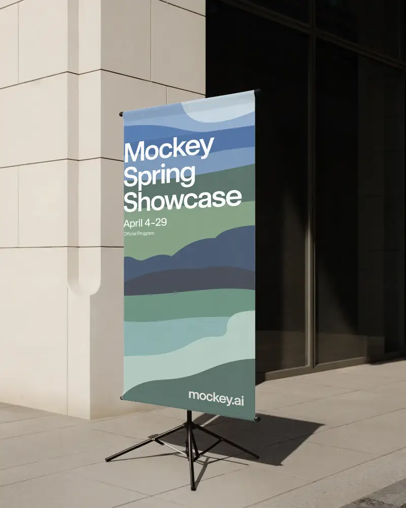 Freestanding Vertical Banner Mockup For Outdoor Event And Retail Promotion Display Ideas