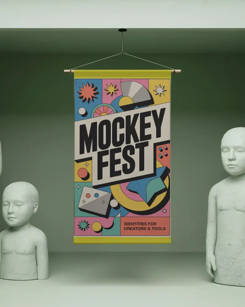 Abstract Art Showcase Banner Mockup For Modern Gallery Exhibitions And Creative Event Promotions