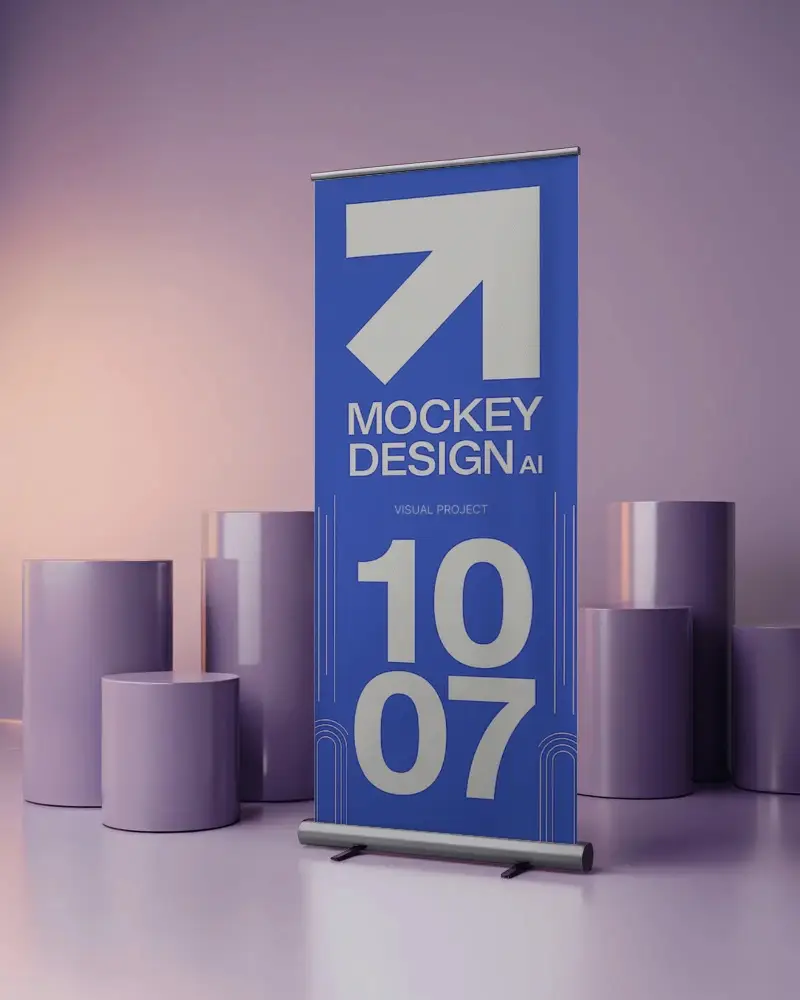 Premium Blank Banner Stand Mockup Vertical Display For Event Promotion And Advertising