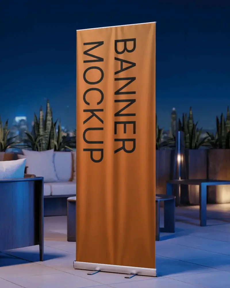 Sleek Blank Banner Mockup Stand Alone Display For Event Promotion And Brand Marketing