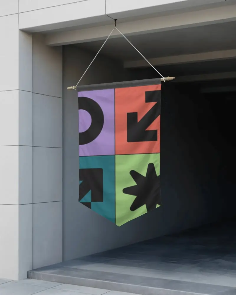 Hanging Vintage Banner Mockup For Custom Logo And Text Promotion Display Outdoor