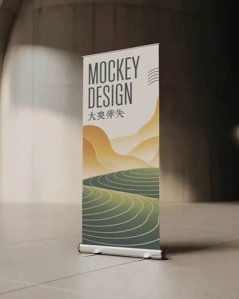 Banner Stand Mockup With Easy Setup For Marketing Advertisement And Event Branding