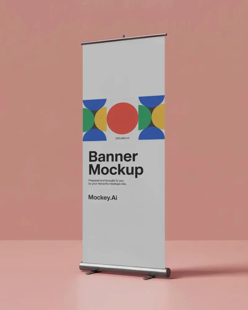 Sleek Minimalist Roll Up Banner Mockup Stand For Trade Shows And Promotional Events Display
