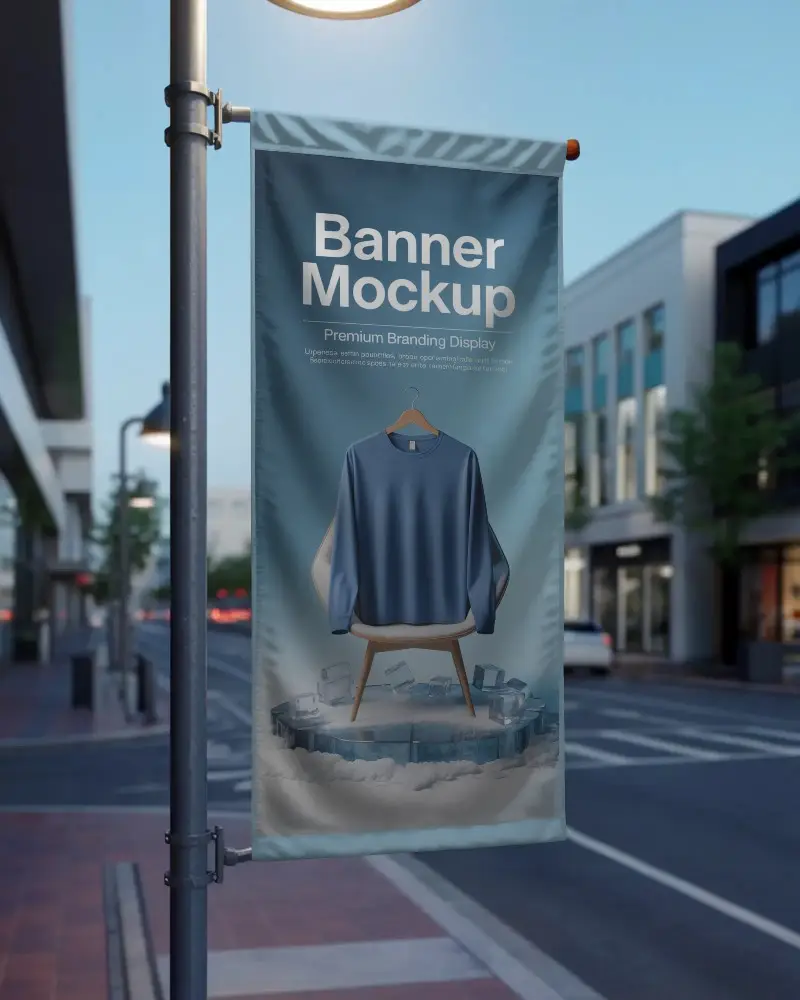 Street Pole Banner Mockup For Urban Advertising And Signage Promotion Ideas
