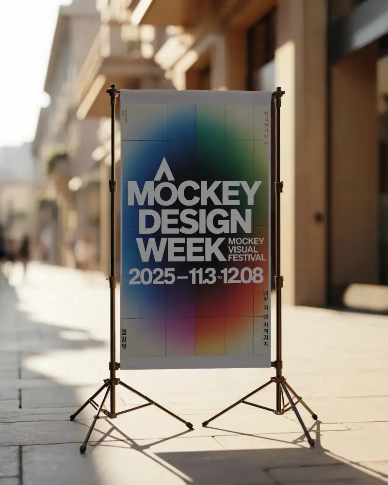 Freestanding Banner Mockup For Street Advertising And Retail Marketing Display Design