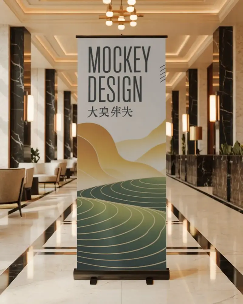 Elegant Indoor Banner Mockup For Lobby Displays And Official Event Promotions